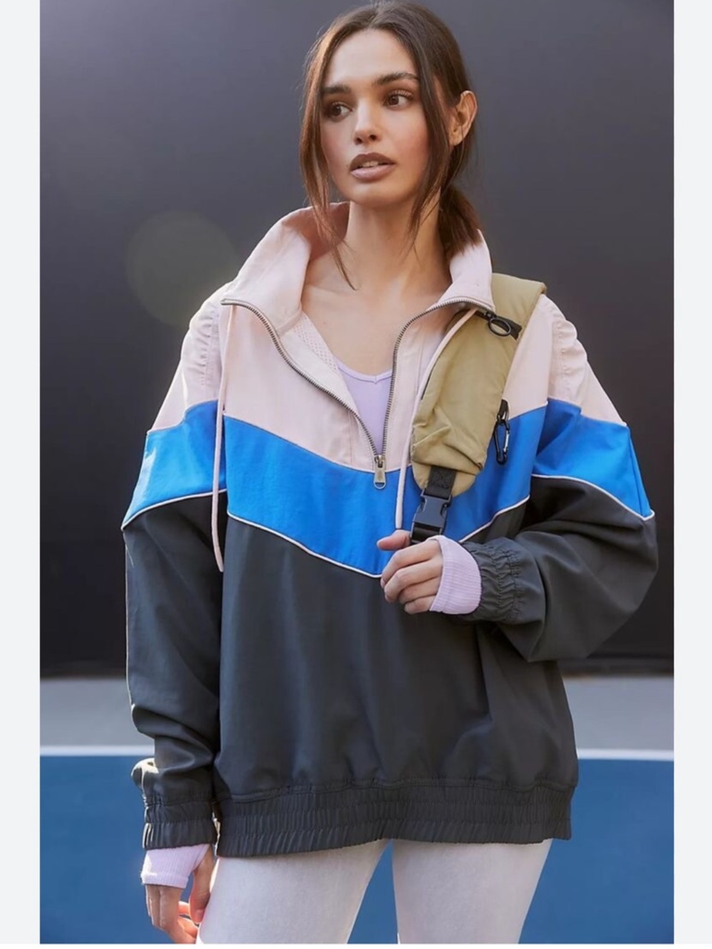 Free People Movement Walk the Line Pullover Windbreaker Jacket - L - Picture 2 of 8